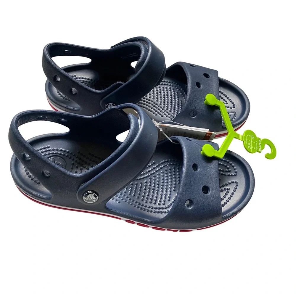 Crocs Bayaband Sandal Kids Navy‎ Blue Red Stripe Sporty Water Shoe C13 NWt